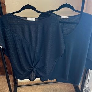 Two comfortable dark blue and teal T-shirts one is slightly longsleeve